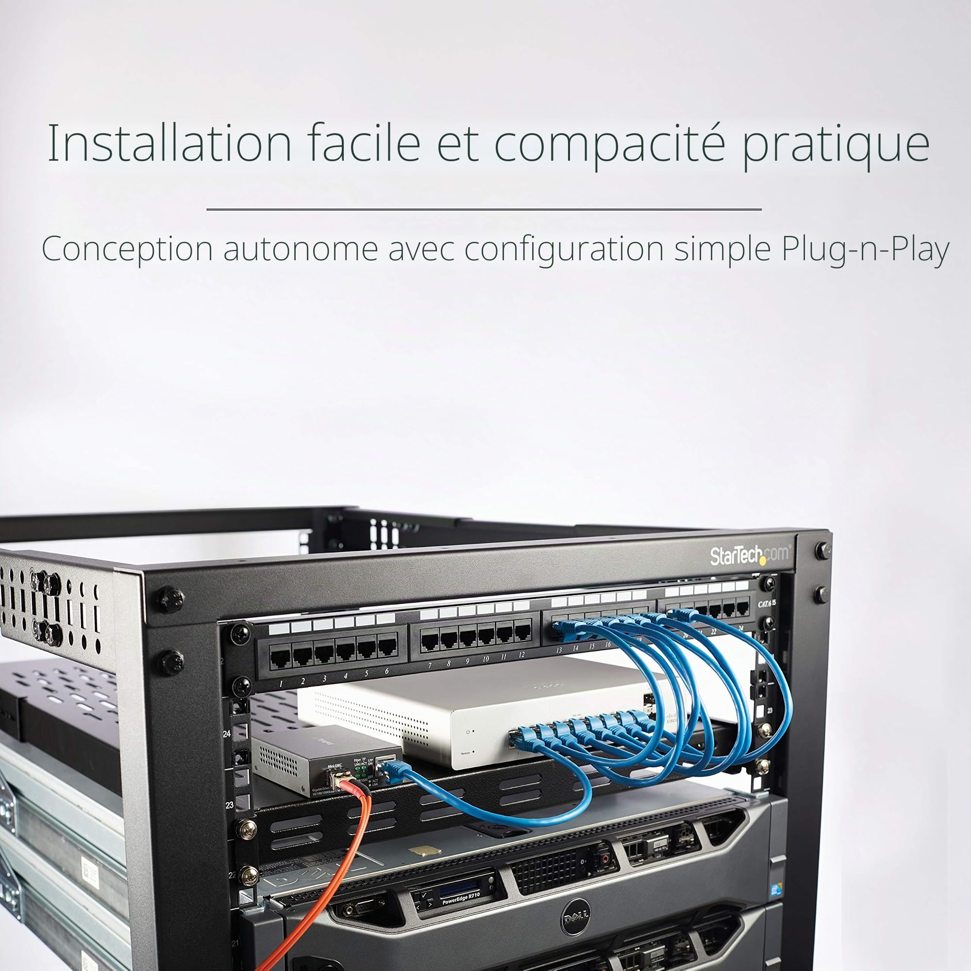 StarTech Convertisseur Fibre Multimode LC, 550m, Gigabit (MCM1110MMLC) | Media, 10/100/1000, 850nm, SFP inclus, Full duplex, Montage mural, Indicateurs LED