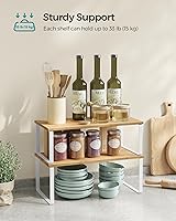 Vista 81 de SONGMICS Cabinet Organizer Shelf, Set of 4 Kitchen Counter Shelves, Kitchen Storage, Spice Rack, Stackable, Expandable, Metal and Engineered Wood