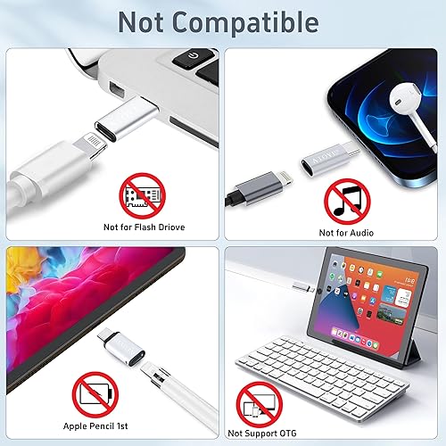 Miniatura 6 de AIOYE Paquete de 3 adaptadores Lightning a USB C con cordón, adaptador de iPhone a USB C compatible con iPhone serie 15 y otros dispositivos USB C