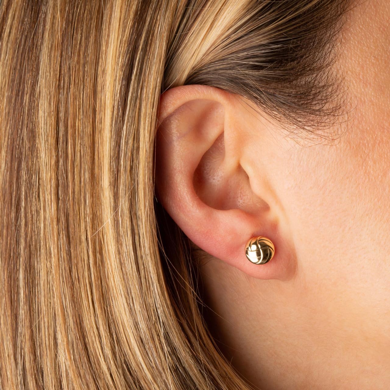 Claddagh Gold 14K Yellow Gold Volleyball Sports Stud Earrings - Image 2