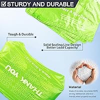 Vista 5 de YoYoRain 100 unidades de bolsas de camiseta “Gracias” – Bolsas de plástico verdes para compras con asas, para venta al por menor, abarrotes