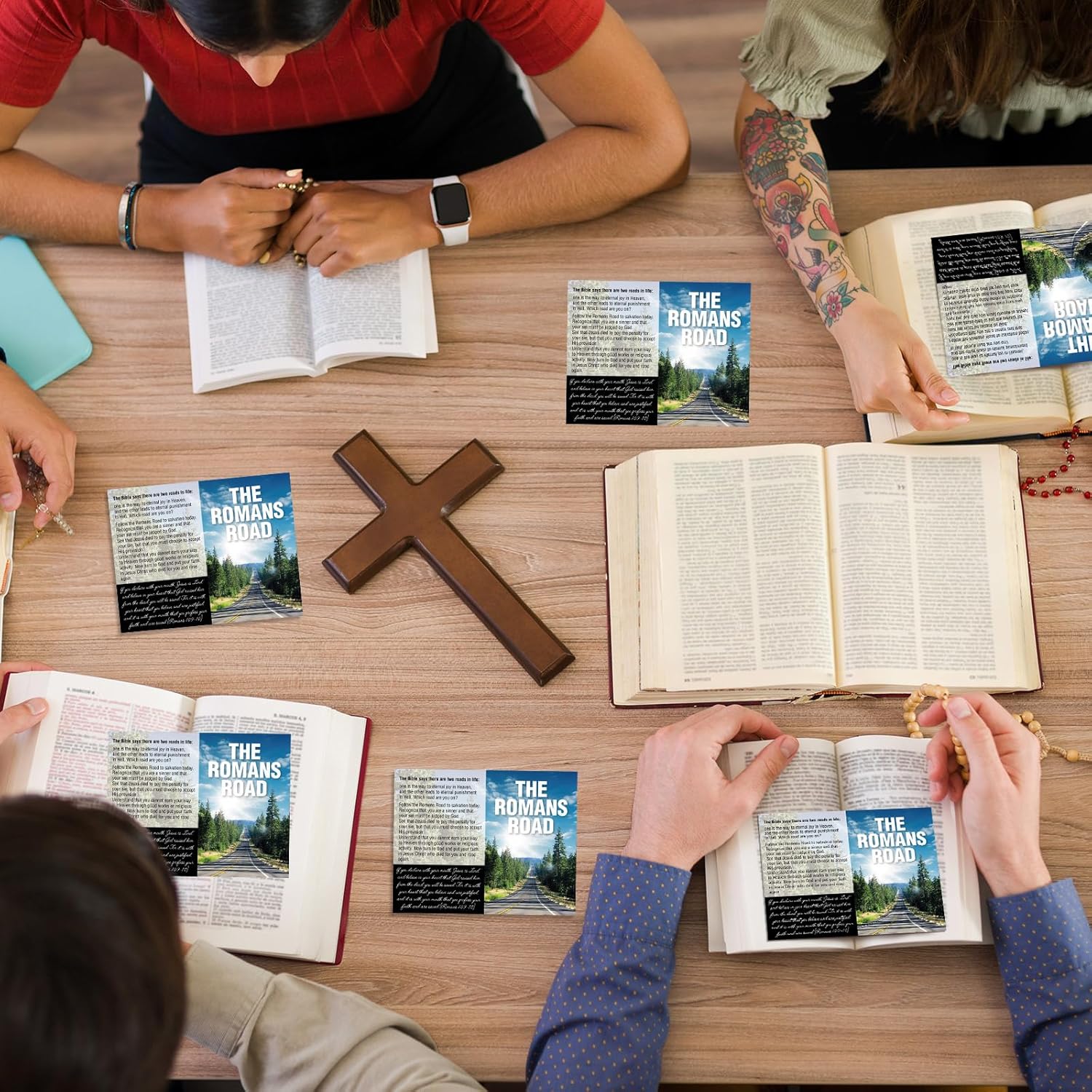 Dunzoom 300 Pcs Gospel Tract Card Salvation Plan Cards Bible Tracts 7 x 5.5 Inch Christian Inspirational Bible Verses Greeting Men Women Church Supplies(the Romans Road)
