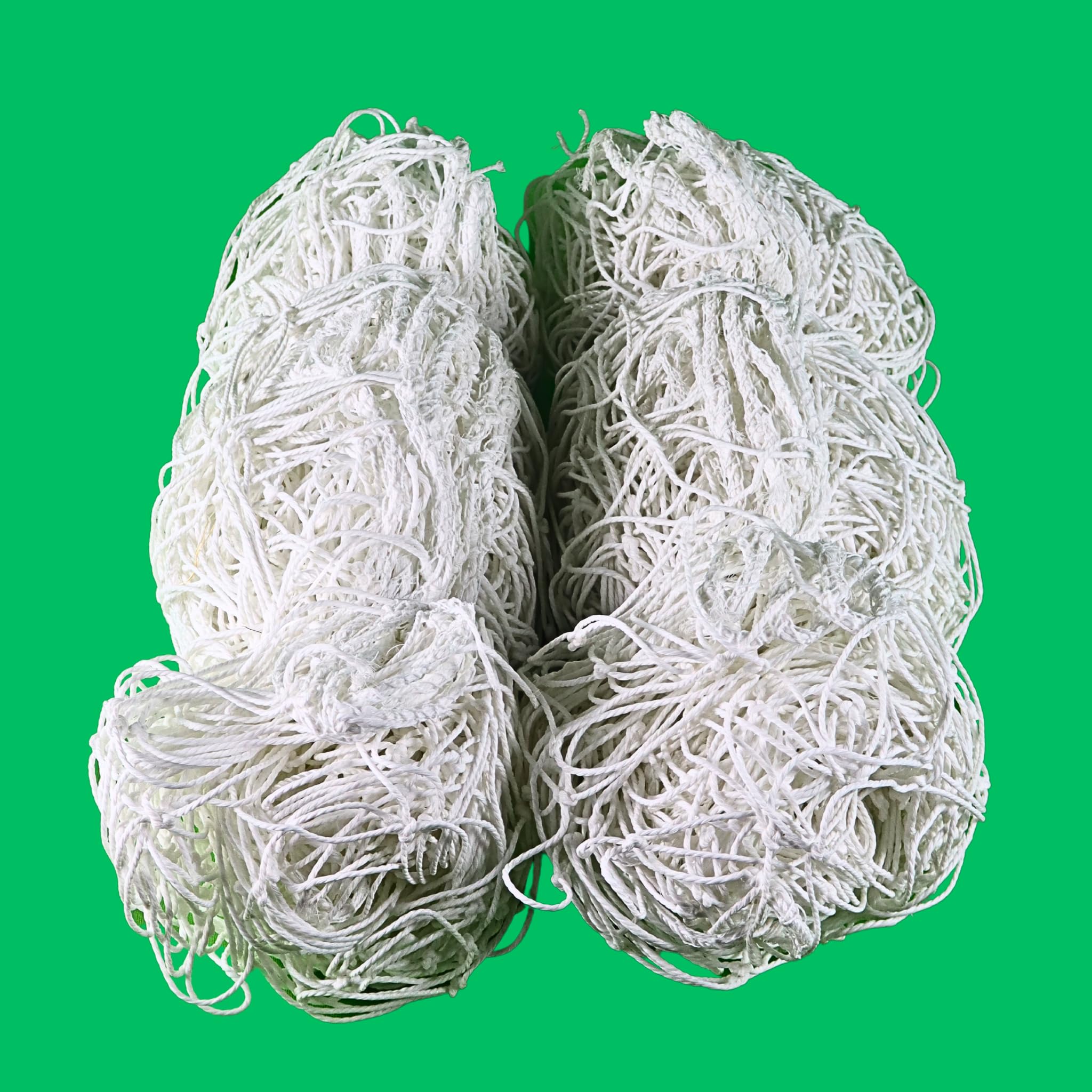 VAYU Sports Football Soccer Hockey Handball Goalpost Nets, White Nylon, Professional Quality, 2.5mm Thick, Set of 2 (12ft x 6ft x 3.5ft)