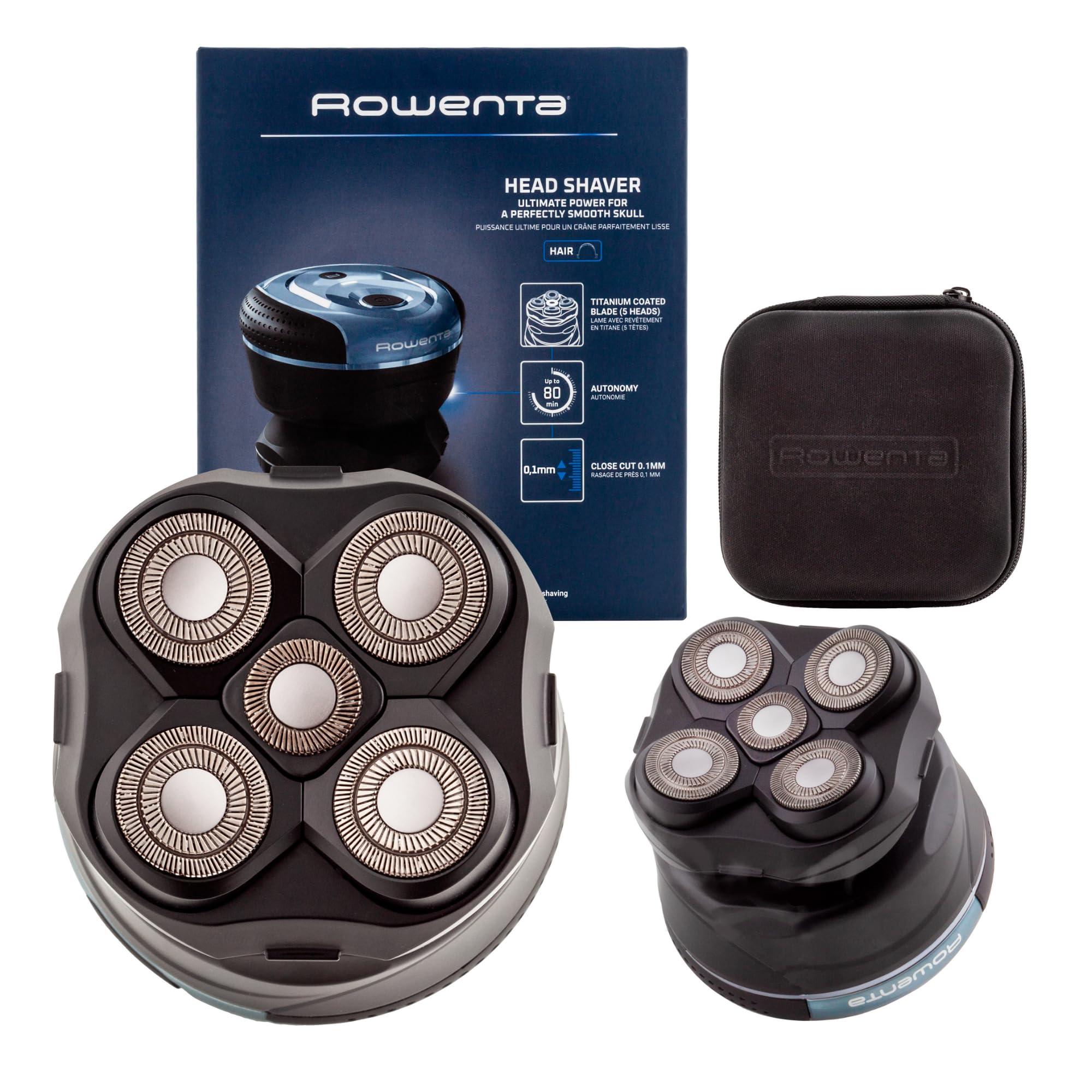 Rowenta GentleBald, Rasoir de tête, 5têtes de rasage, Lames avec revêtement Titanium, Irritation évitée, TN3110E0