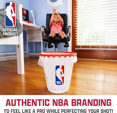 Miniatura 4 de Franklin Sports NBA Mini Hoop Waste Bin  11" Basketball-Themed Trash Can with Removable Rim for Kids Rooms, Dorms, and Fun Indoor Paper Toss Play