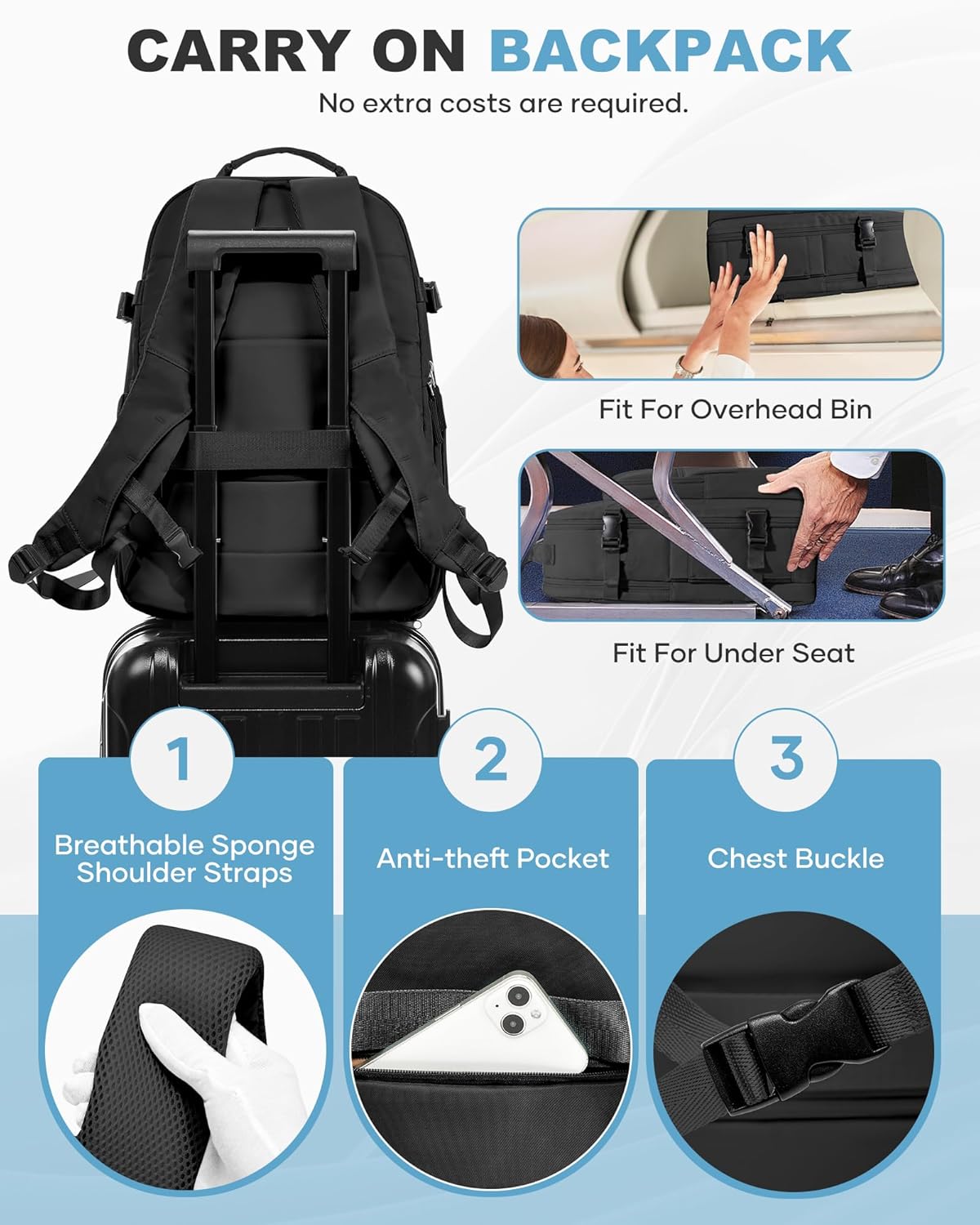 coofay Vacuum Backpack Travel with Pump Vacpack Backpack with Vacuum Seal Backpacks Traveling Backpacks Vacuum Compression Air Travel Bag Carry on Luggage