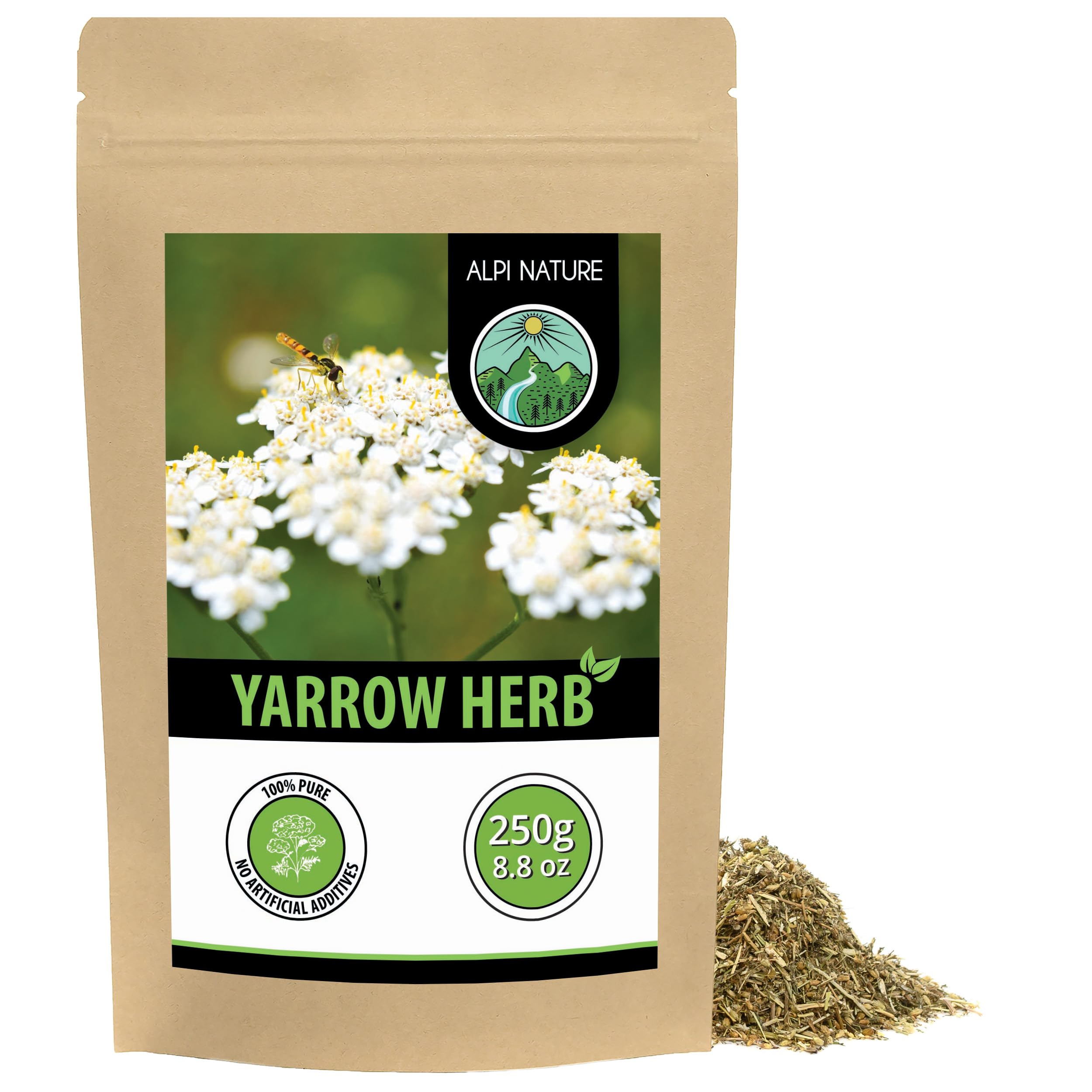 Alpi Nature Yarrow Tea 250g 8.8 oz, Dried and Cut Yarrow Herb, Loose Leaf Tea for Herbal Infusion