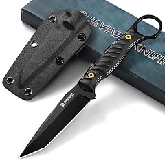 Tanto Fixed Blade Knife - Full Tang Survival Knives for Bushcraft Camping Knives with Sheath Black Knives Forged