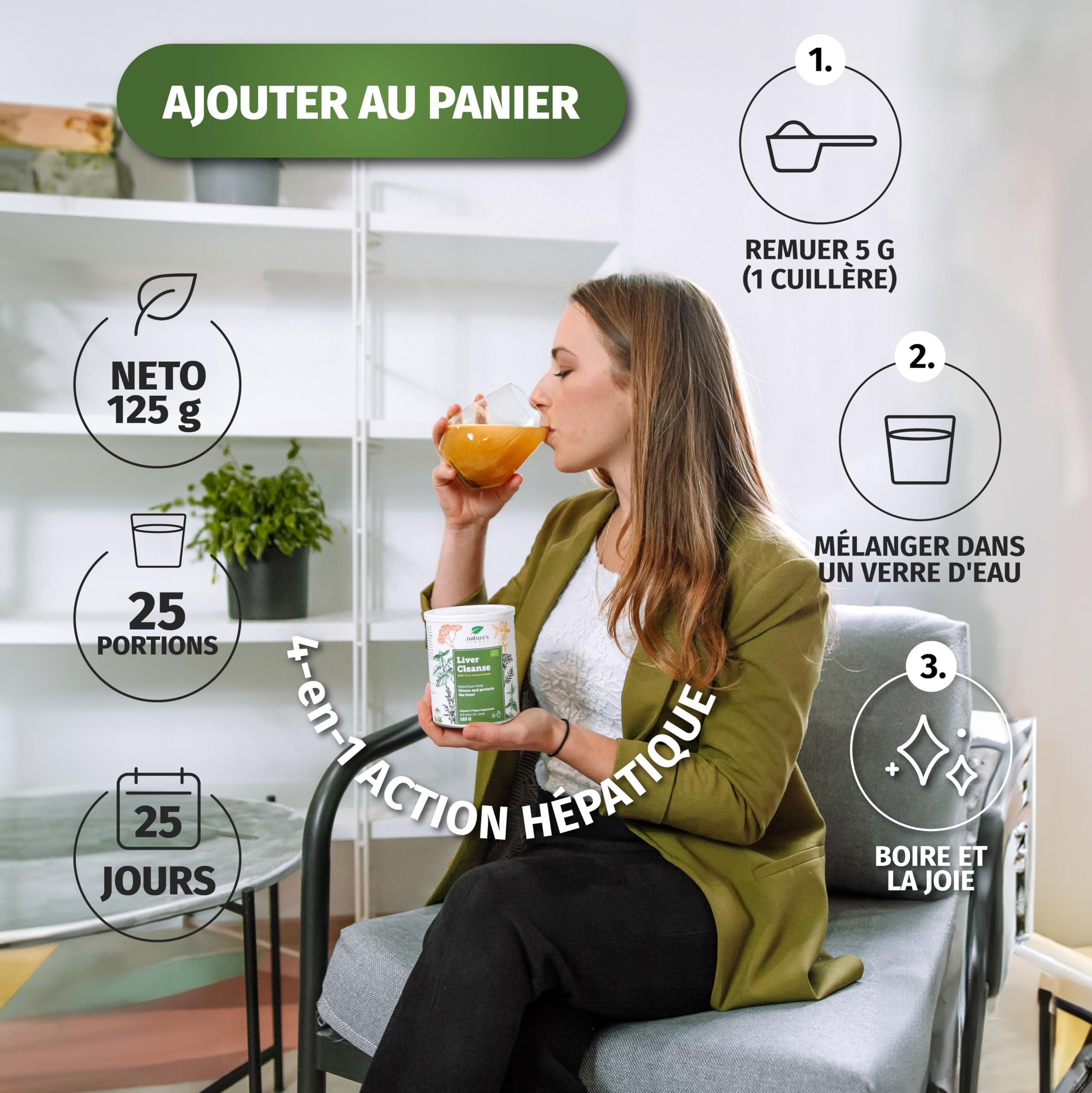 Nature’s Finest by Nutrisslim Detox Foie 125 g - Détox Puissant et Rapide, Chardon Marie Bio et Artichaut Extrait, Drainant Nettoyer Formula