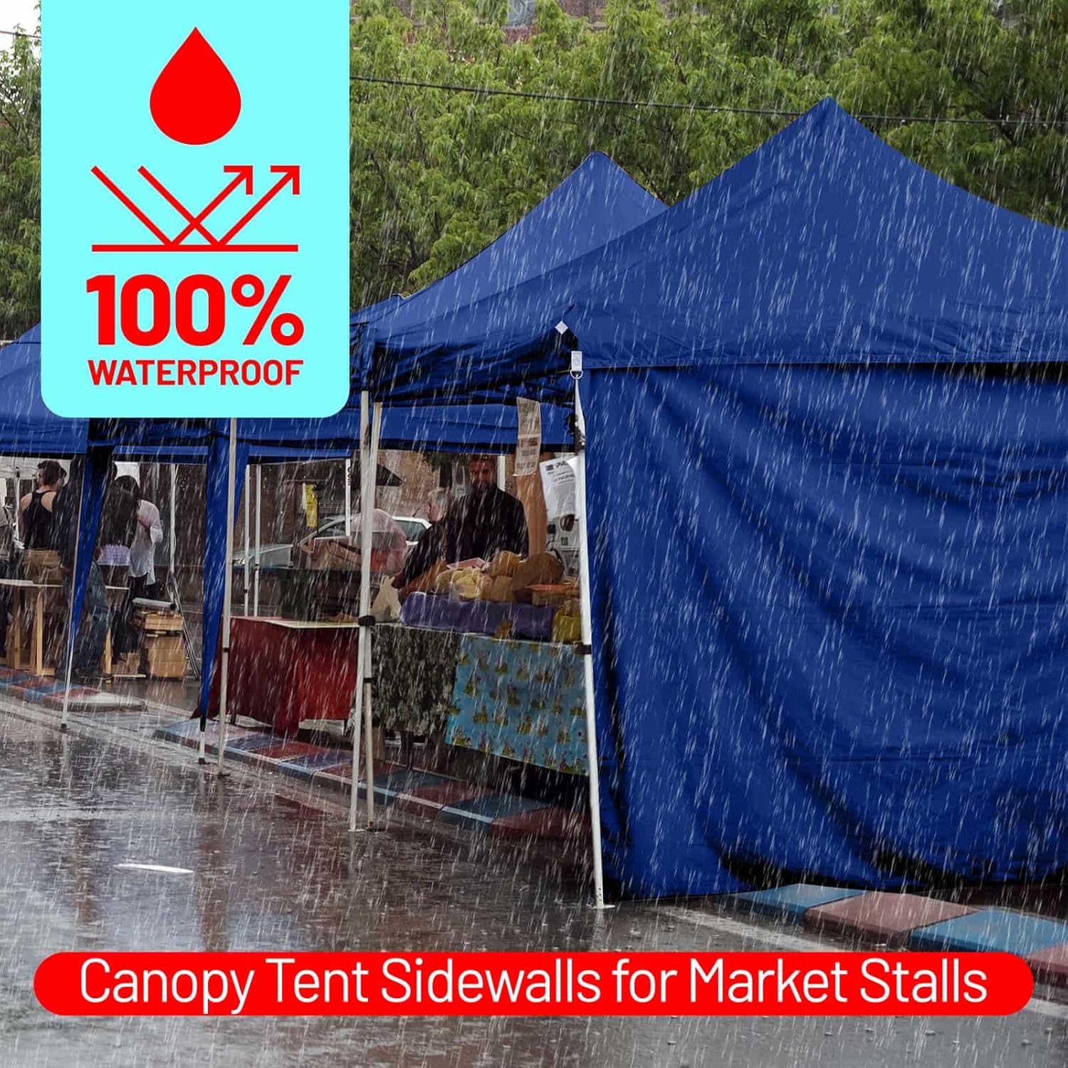Waterproof Canopy Sidewalls for 10x10 Pop Up Canopy Tent – UV-Resistant, Heavy Duty Panels for Camping, Parties, Events, and Vendor Booths (Blue, 10X10 3PCS)
