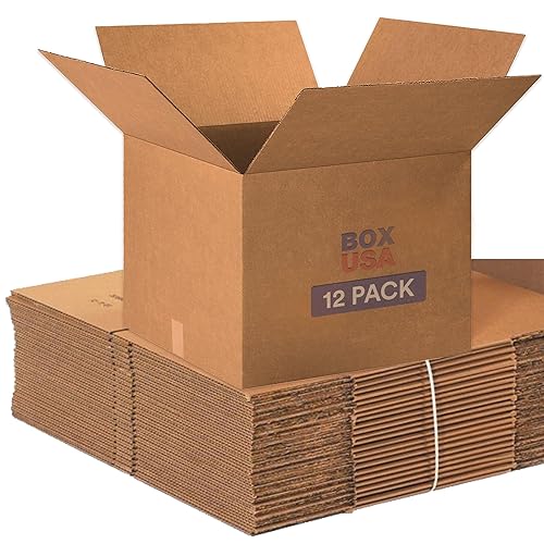 BOX USA Cajas de mudanza grandes de 20 pulgadas de largo x 20 pulgadas de ancho x 15 pulgadas de alto, paquete de 12 cajas de cartón corrugado para