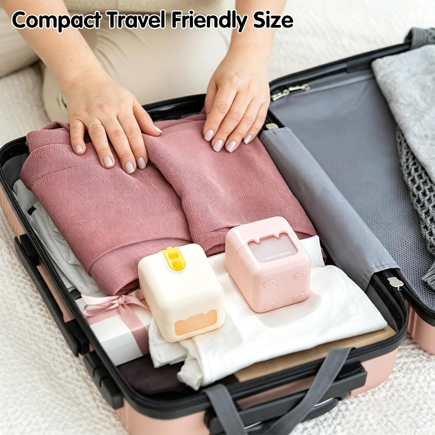 2 in 1 Makeup Remover Travel Containers for Cotton Pads & Liquid(pink) image 5