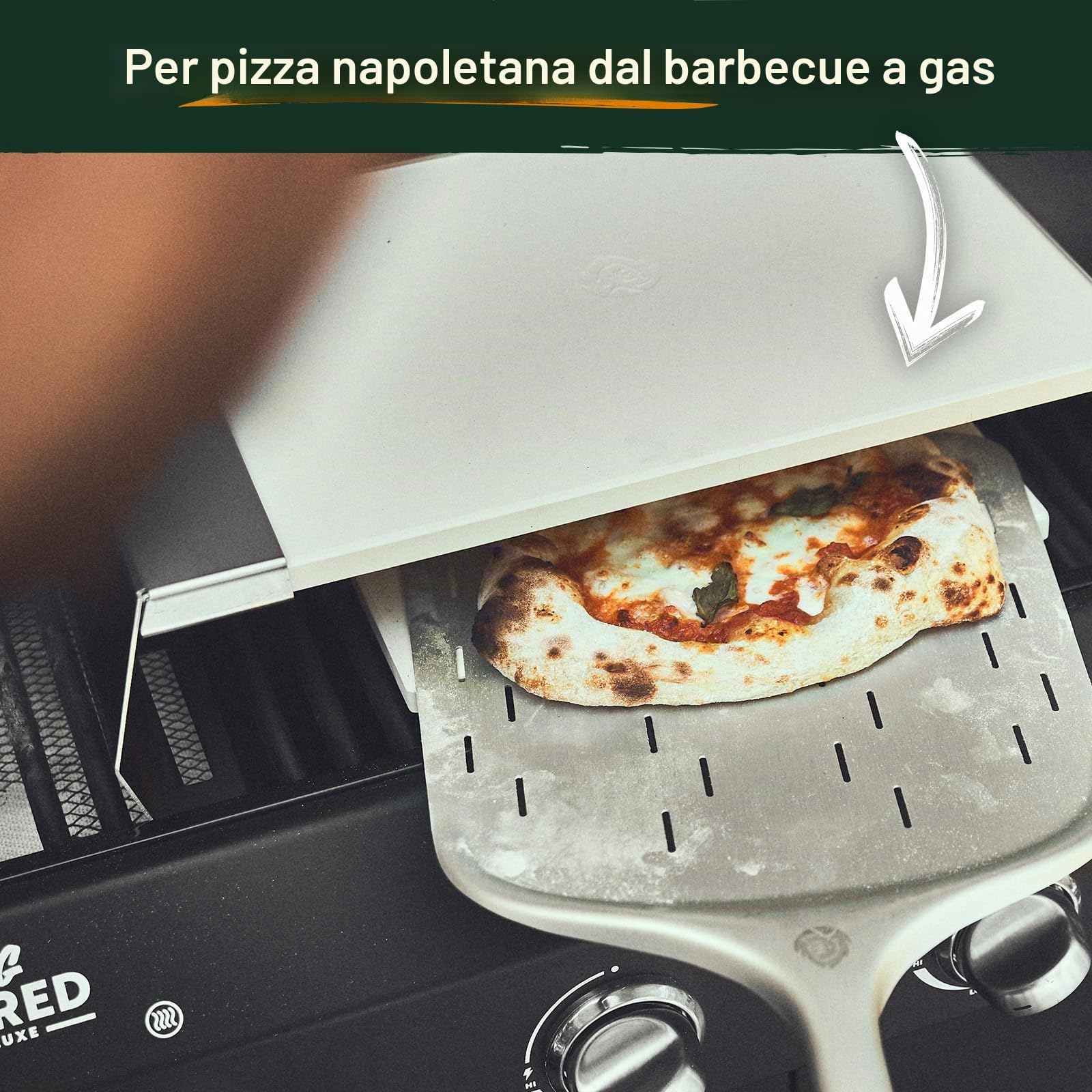 Kit Pizza per Barbecue a Gas BURNHARD® Acciaio Inox, Pietre Cordierite, Distribuzione Rapida del Calore, Facile da Riporre, Perfetto per Modelli FRED & EARL – Miglior Kit Pizza