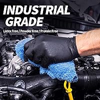 Vista 5 de Basic Guantes desechables para examen médico Synmax de vinilo, guantes Safty de 4 mil, 100 unidades, sin látex y sin polvo, SGBE 8004, XL (negro)