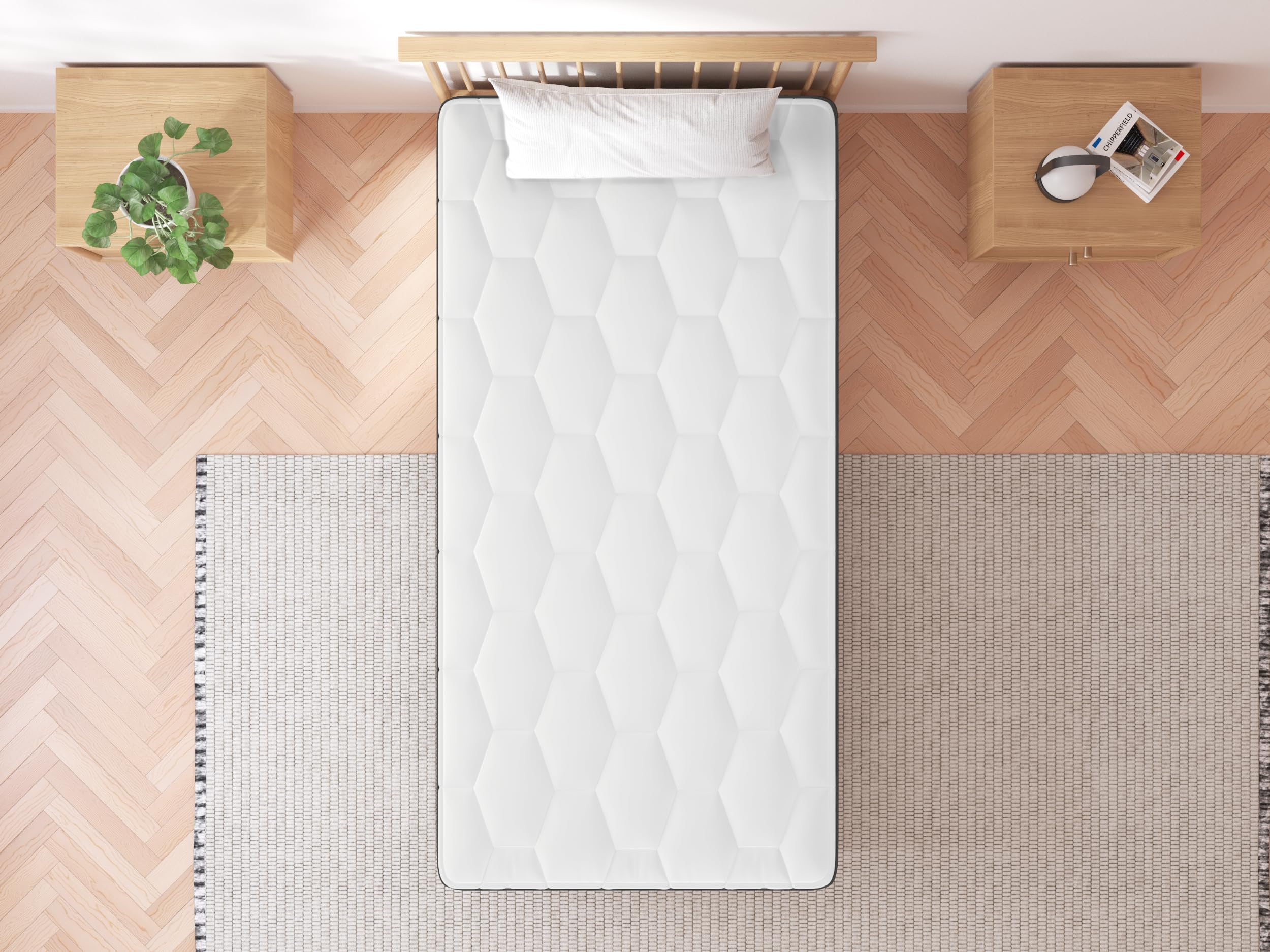 Matelas 90x190 Mousse Mémoire de Forme, Confort.Respirant,12CM