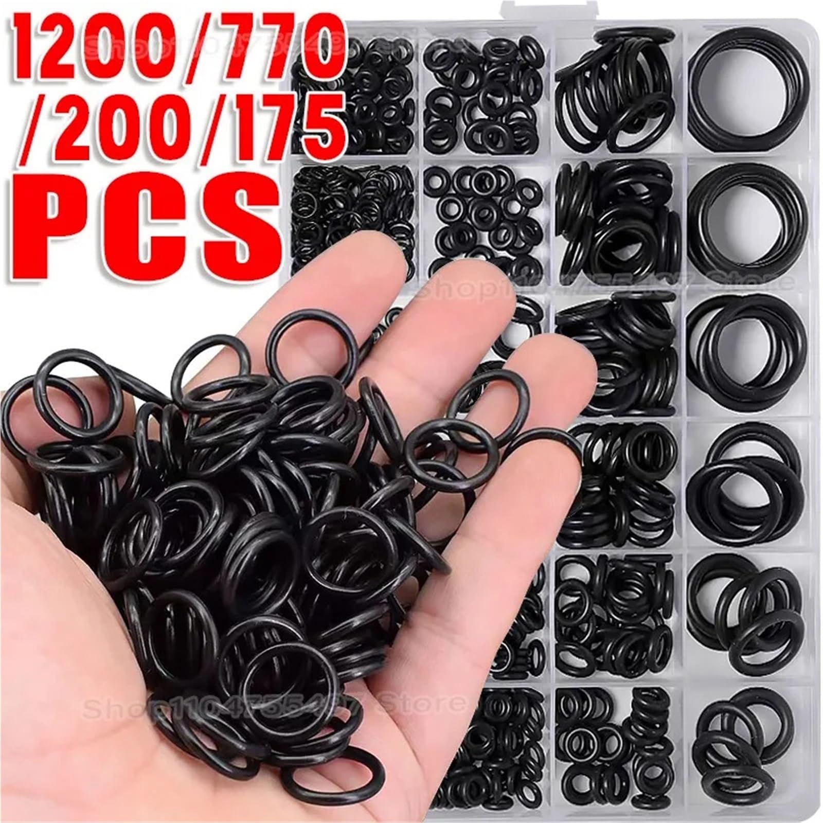 Guarnizione del motore della motocicletta Set di guarnizioni O-ring in gomma nitrilica da 18 misure, rotonde elastiche resistenti all'olio, per rubinetti, riparazione idraulica(1200pcs-Box)