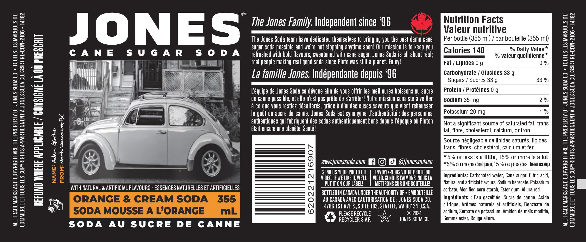 Jones Soda Co. Orange Cream Flavor | 12-Pack | The Original Craft