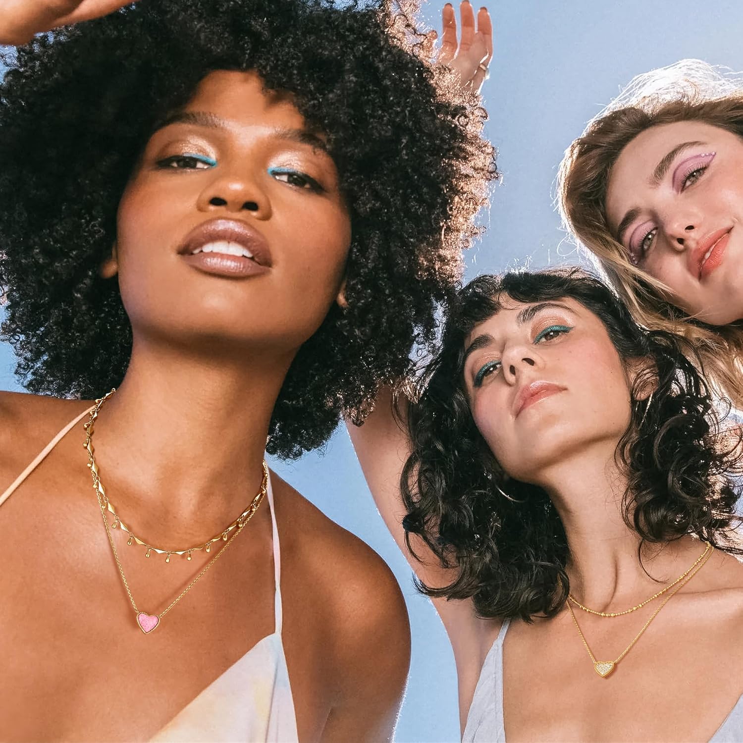 VACRONA Gold Heart Necklace for Women 14K Gold Plated Heart Pendant Necklace with Natural Stone Heart Charm Jewelry Valentine's Day Birthday Gifts for Her - Image 6