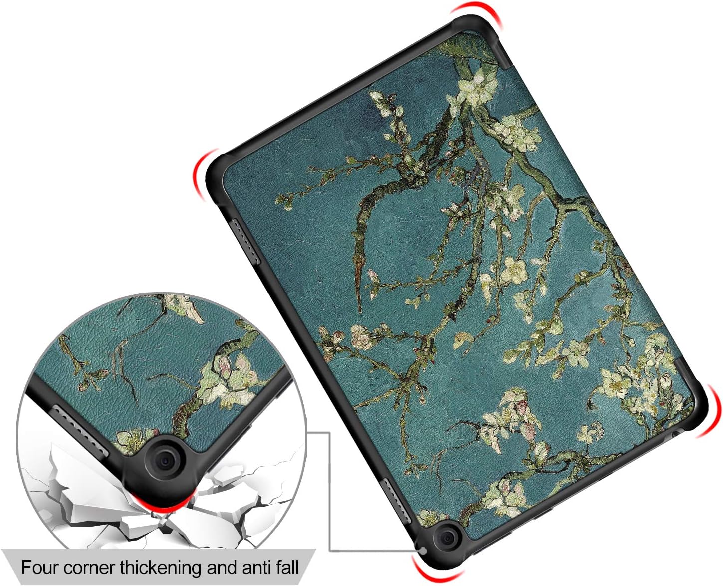 KuRoKo Case Compatible with All-New Kindle Fire HD 8 Tablet and Fire HD 8 Plus Tablet, Slim Light Cover Trifold Stand Hard Shell Cover with Auto Wake/Sleep
