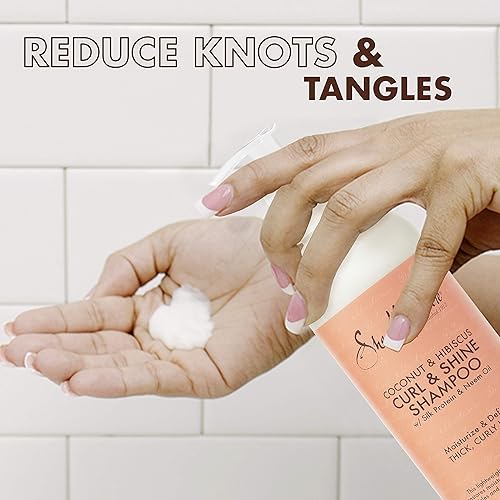 Miniatura 9 de SheaMoisture Champú de coco e hibisco, para cabello grueso y rizado, para limpiar e hidratar, 24 onzas