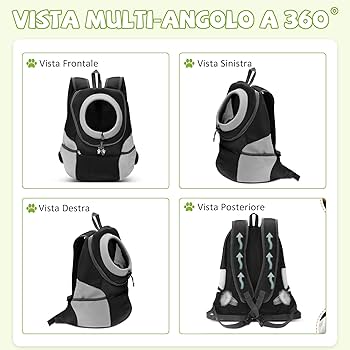 Zaino Trasportino Per Animali ALLSOPETS - Frontale, Traspirante, Per Gatti E Cani Fino 6kg - Foto 5