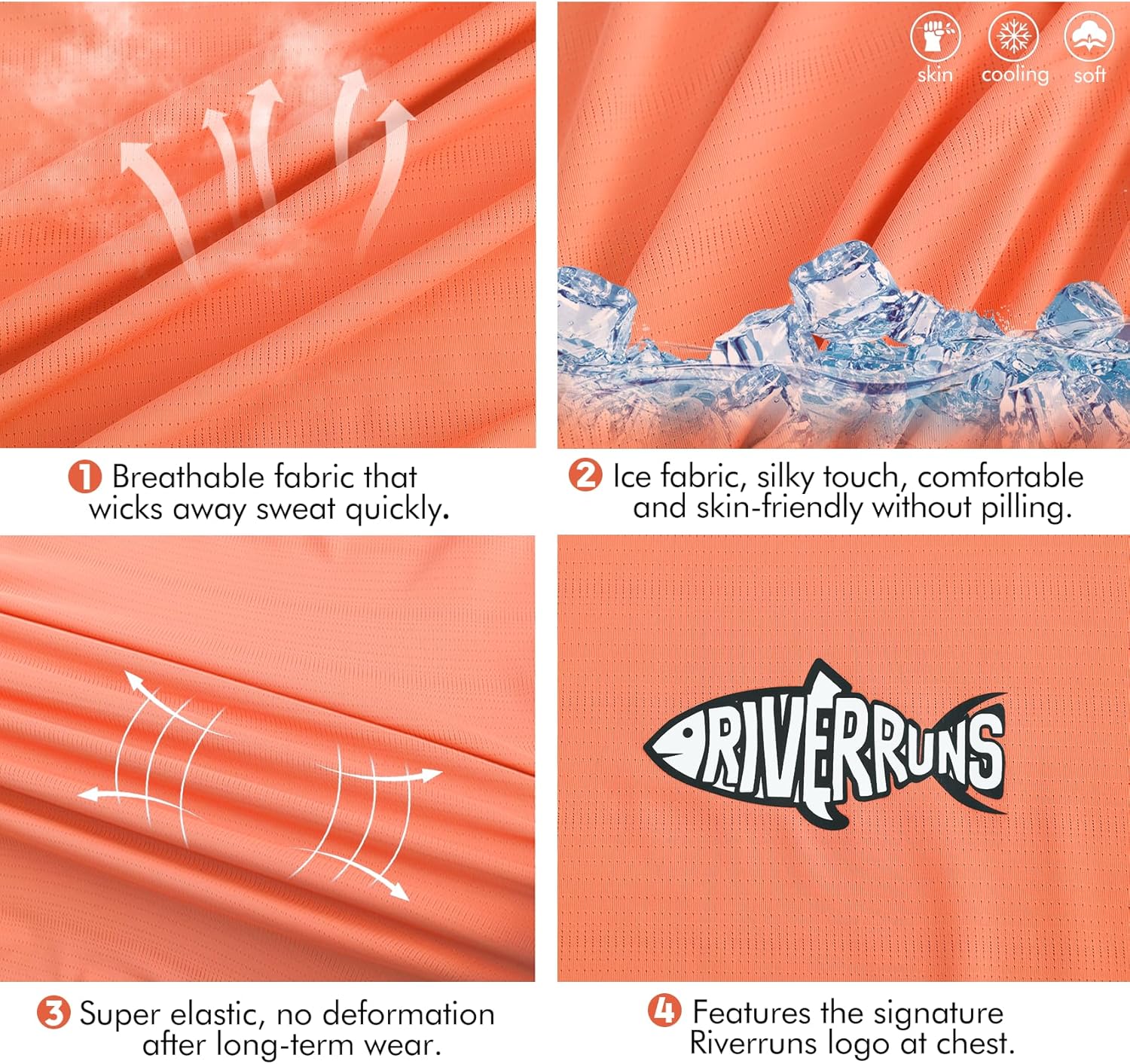 Riverruns Fishing Shirt for Men Short Sleeve UPF 50+ Sun Protection Swim T-Shirt Rash Guard Water Beach Tee - Image 4