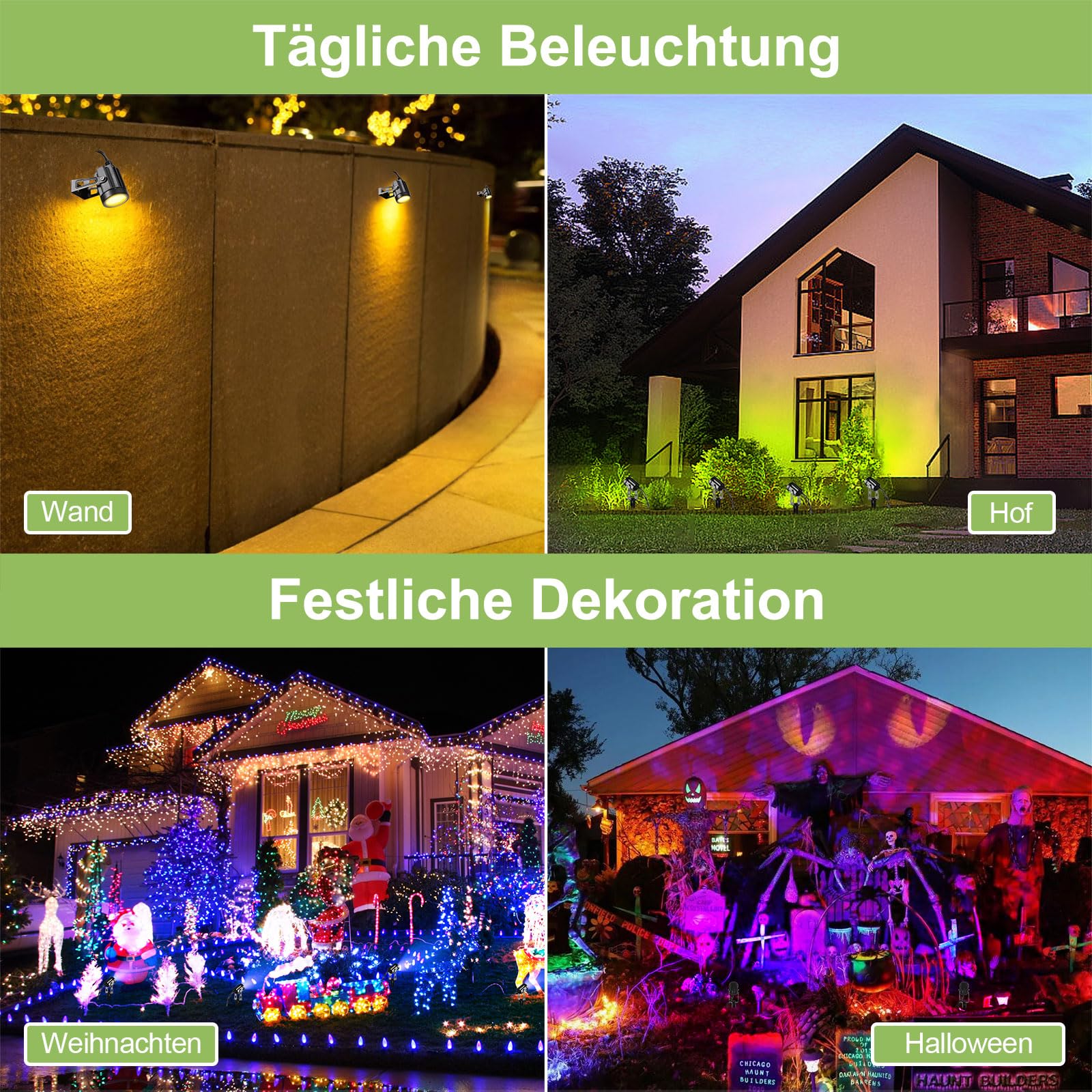 RGB Gartenleuchte 21m 6er Bunt Gartenstrahler mit Strom Erdspieß 12V 3W 1800lm Farbig Gartenbeleuchtung IP65 Wasserdicht LED Gartenlampe mit Fernbedienung Timer für Garten Rasen Yard Zaun