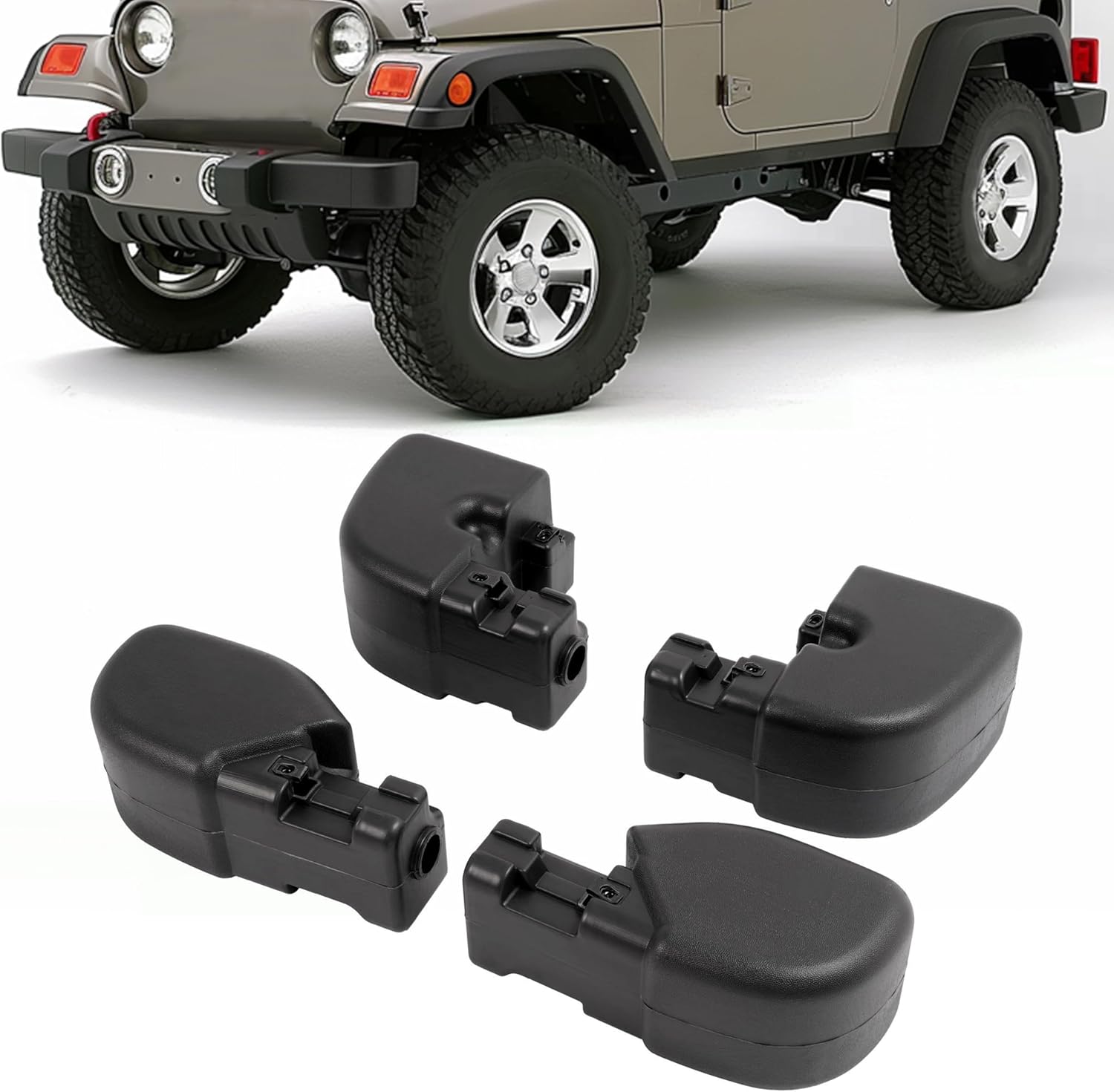 KUAFU Front+Rear Bumper End Caps Compatible with 1997-2006 Jeep Wrangler, 65th Anniversary Edition Bumper Corner Protection Replacement for 55155756AB, 55155757AB, 55078139AA 4Pcs