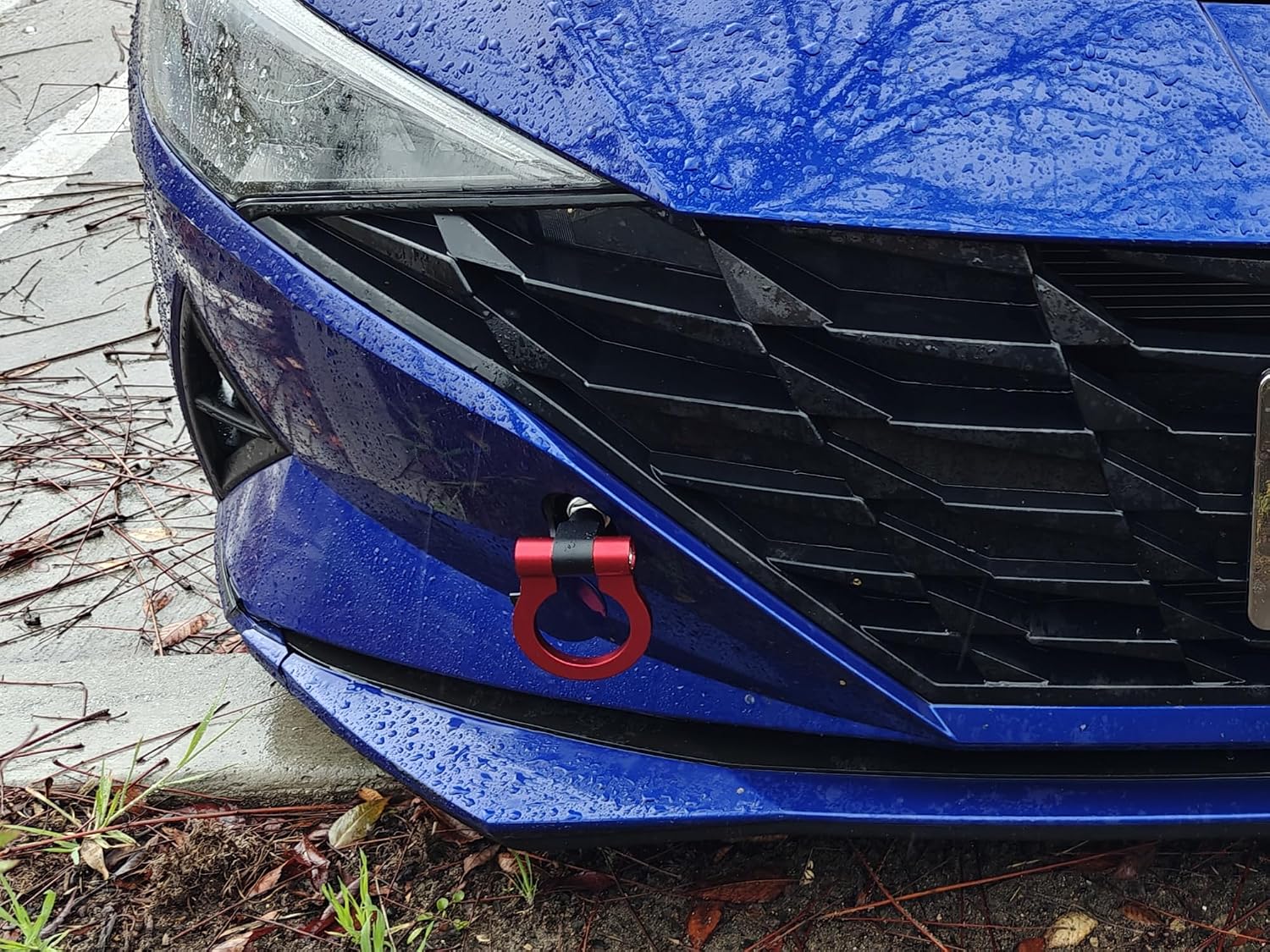 iJDMTOY Sports Red Aesthetic Track Racing Style Tow Hook Ring Compatible with Hyundai 2021-up Elantra, Made of Lightweight Aluminum