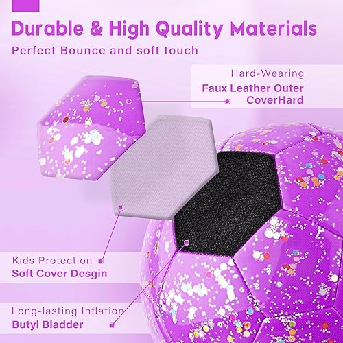 Miniatura 5 de Balón de fútbol tamaño 2, pelota de fútbol para niñas, tamaño 2, pelota de fútbol de tamaño 2, pelota de fútbol con purpurina brillante para