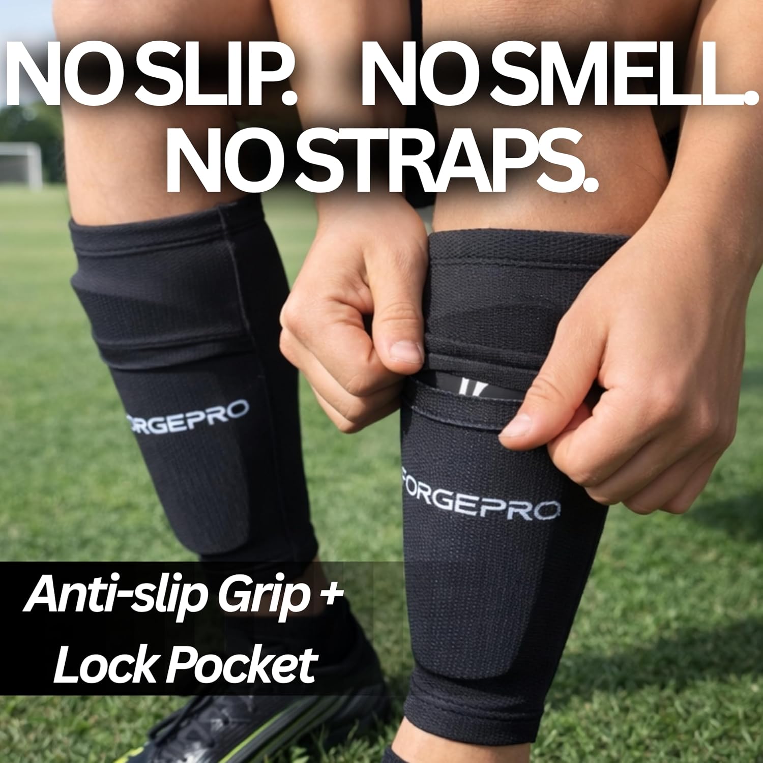 ForgePro Soccer Shin Guards with Upgraded Sleeves for Kids, Youth, Teens & Adults – Lightweight Protective Soccer Shin Pads for Boys, Girls, Men & Women Ages 6+