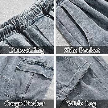 Baggy Cargo Jeans Mens Casual Oversized Pants Hip Hop Wide Leg