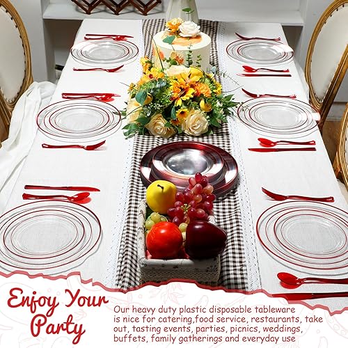 Miniatura 5 de Lounsweer Juego de vajilla desechable de 125 piezas para 25 invitados, incluye 25 platos desechables de 10.25 pulgadas, 25 piezas de platos de