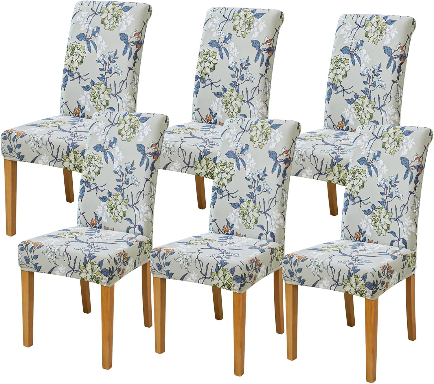 FORCHEER Dining Room Chair Covers Set of 6 Floral Parsons Chair Slipcovers Stretch Washable Dining Chair Slipcovers Thickened Chair slipcovers Universal Fit for Kitchen, Living Room(6PC,I)