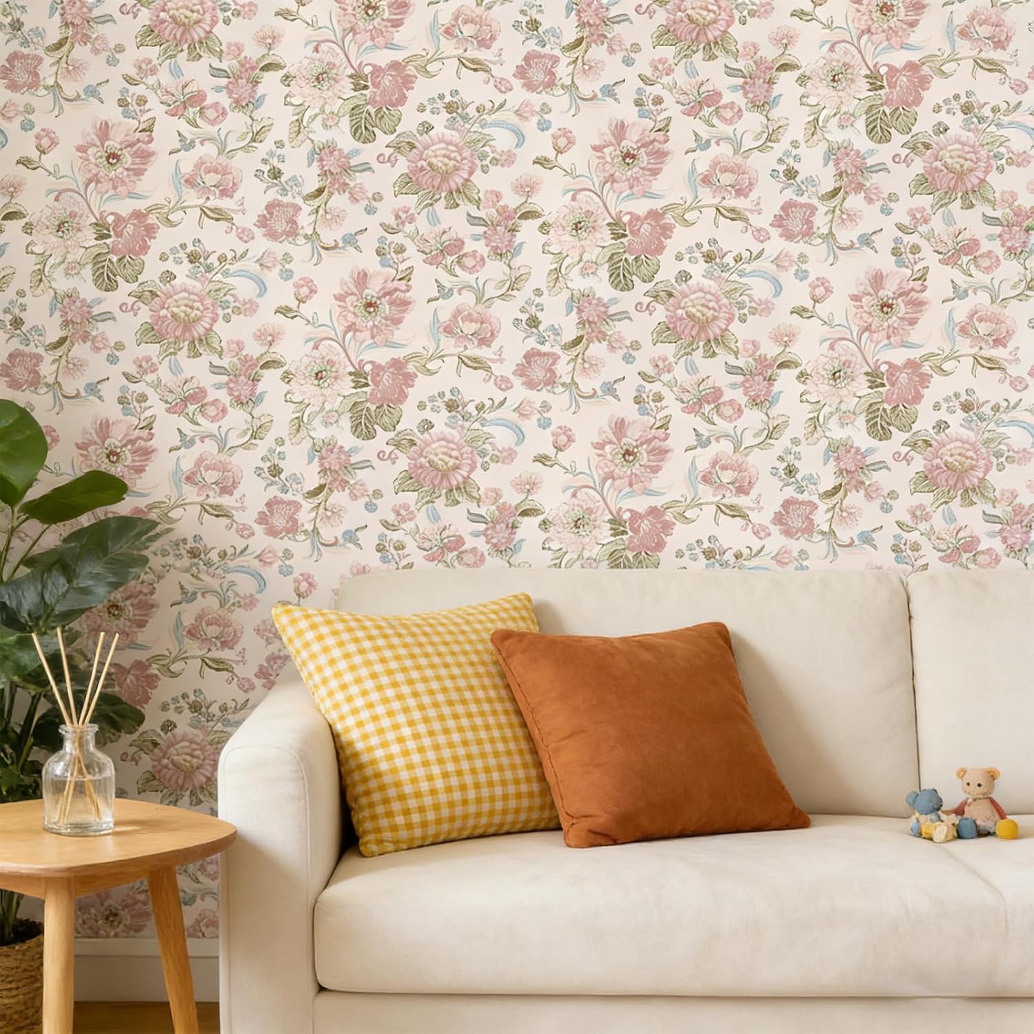 Vintage French Damask Peel and Stick Wallpaper Green Floral Textured Removable Self Adhesive Contact Paper for Bedroom Bathroom Cabinets Home Decor 17.3 x 236 in