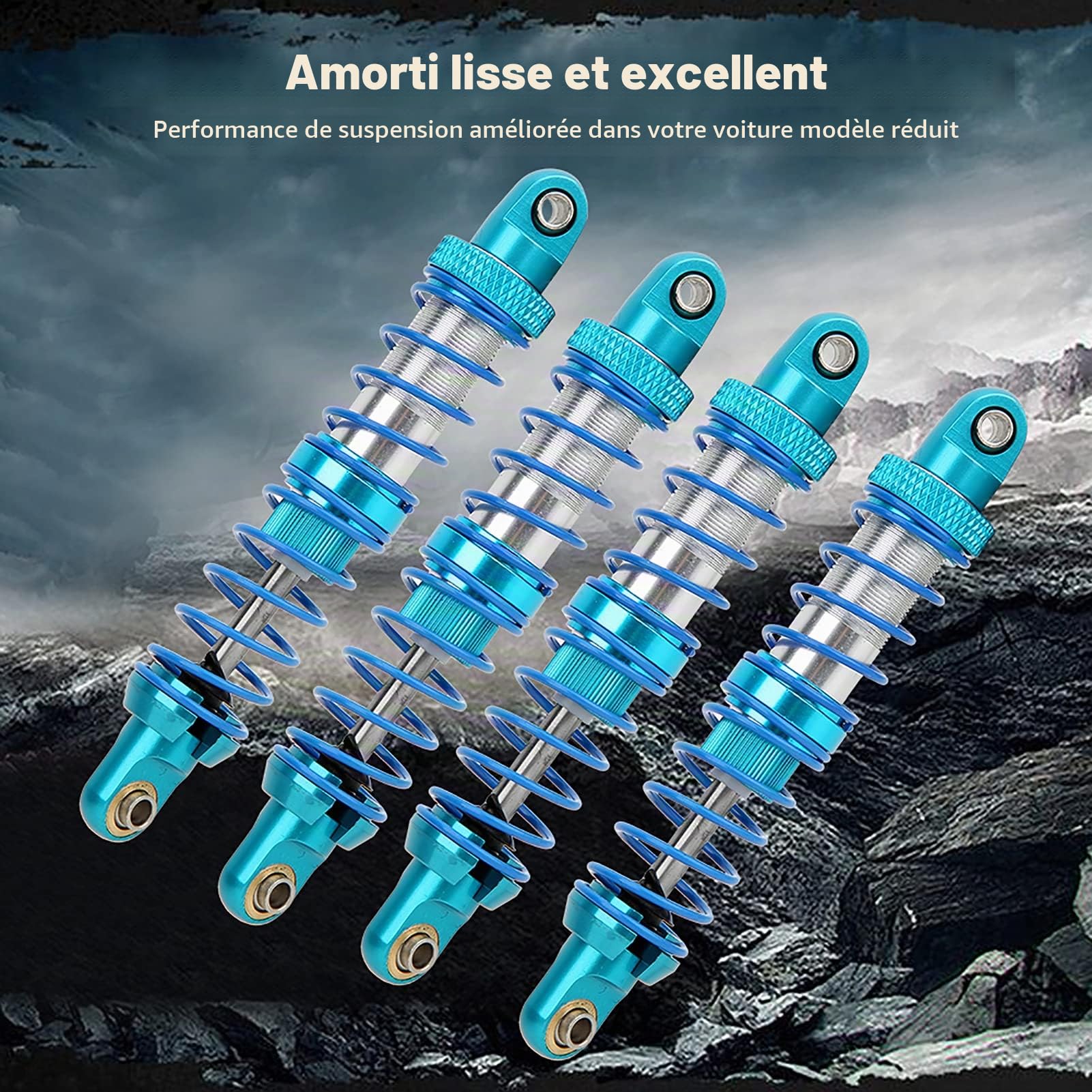 Amortisseurs RC Crawler, Métal 4 Pièces avec Ressorts 80mm Haute Résistance, Shocks Off-Road Renforcés for Loisirs Extérieur et Compétitions Véhicules 1/10 Échelle