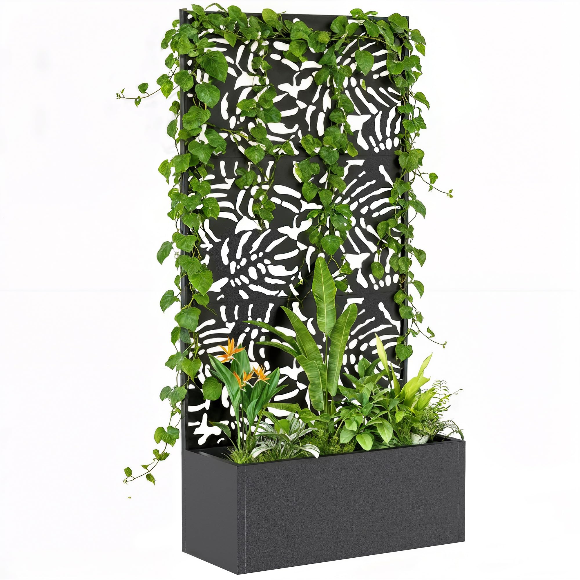 Outsunny Jardinière avec Treillis, Bac à Fleurs 90 x 35 x 180 cm Noir