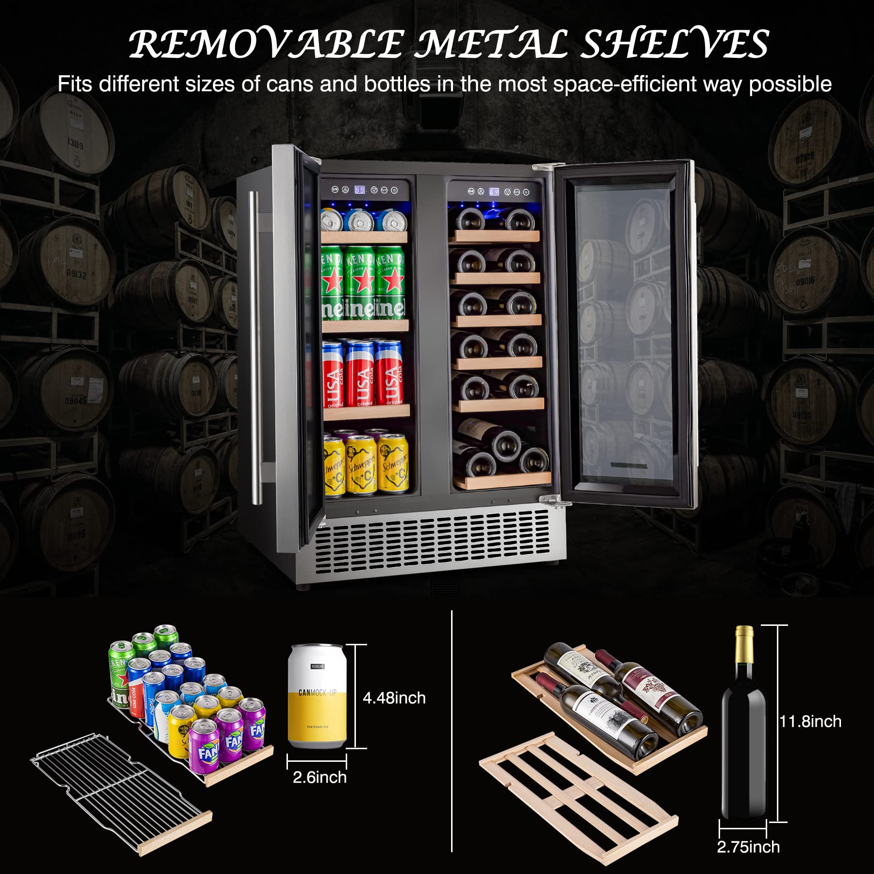 BODEGA 24 Inch Beverage and Wine Cooler, Builtin and Freestanding Wine