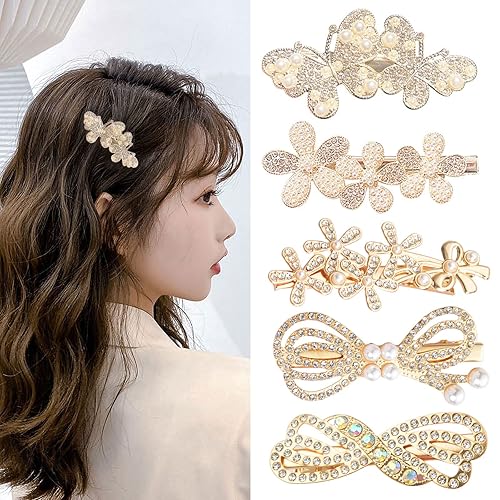 Bakores Pasadores para el cabello para mujeres y niñas a la moda con diamantes de imitación brillantes pinzas para el cabello pinzas para el cabello