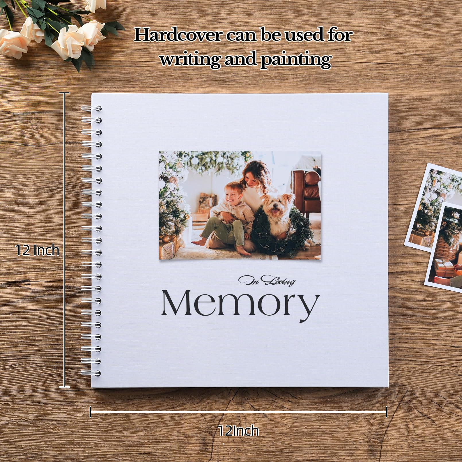 potricher, Album fotografico fai da te, 30,5 x 30,5 cm, 40 pagine, copertina rigida, in carta kraft, album dei ricordi, per matrimoni e anniversari, famiglia, bianco, 30,5 cm