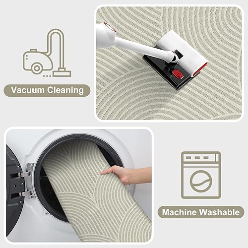 Miniatura 4 de Alfombras lavables de 5 x 8 pies, de algodón, tejido de color gris, para interiores y exteriores, alfombra para porche, sala de estar, alfombra de