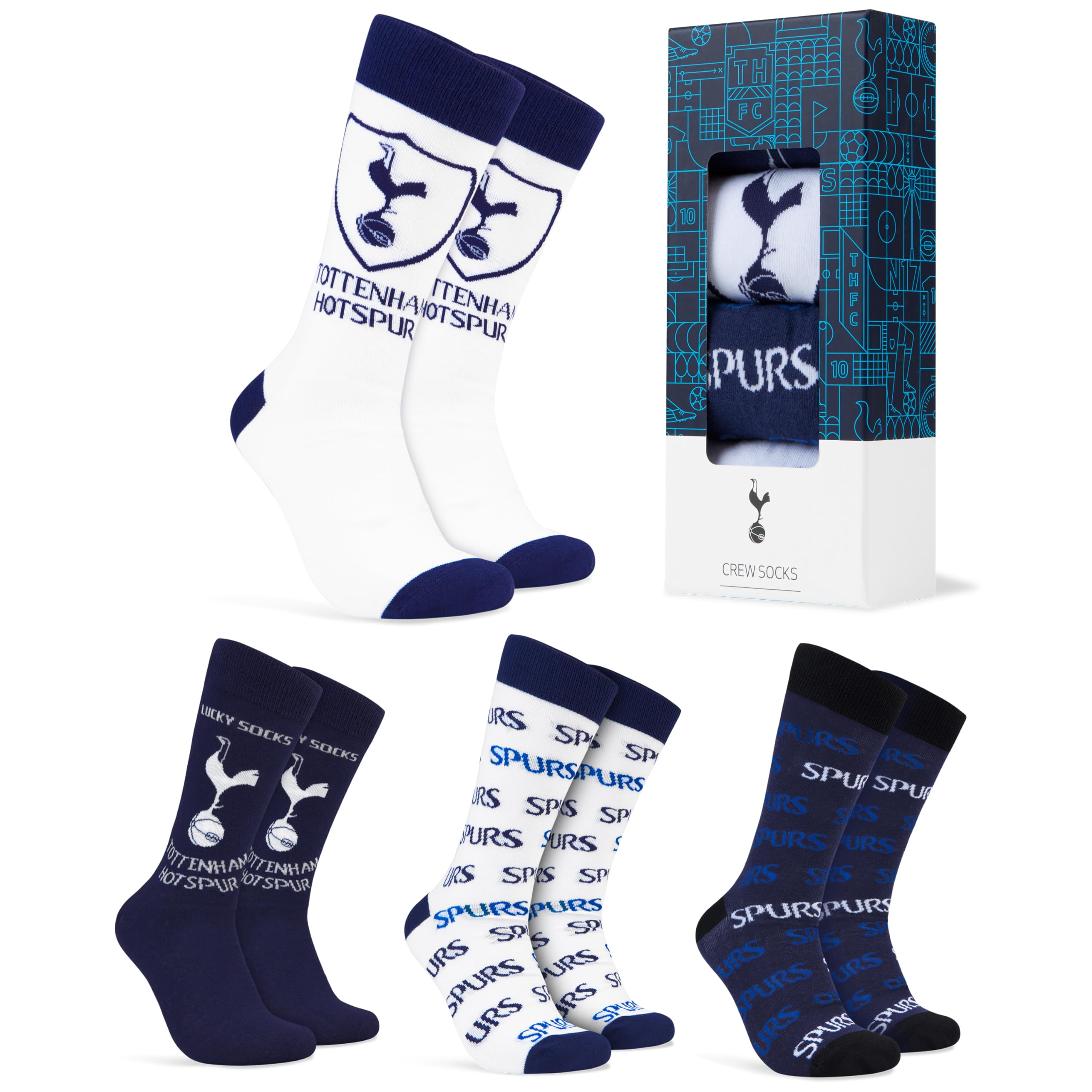 Tottenham Hotspur Men's Multi F.c. Socks For 4 Pack Breathable Socks Supporters' Gear - Spurs Gifts For