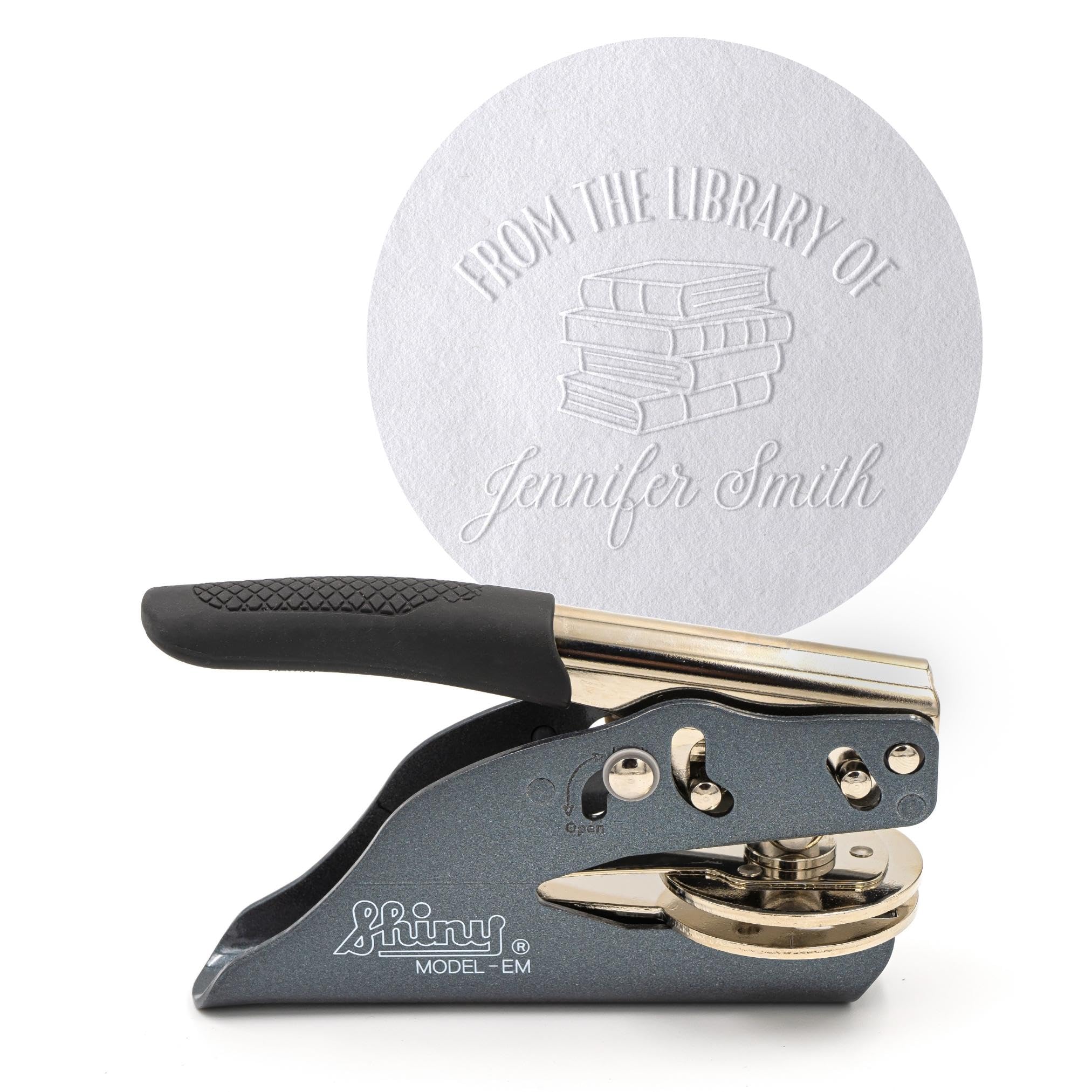 JUST REFINE® Sello gofrado Exlibris personalizado - Pinza gofradora de libros para papel - Ideal como regalo o para ocasiones especiales - Varios motivos (Verbi Virtus)