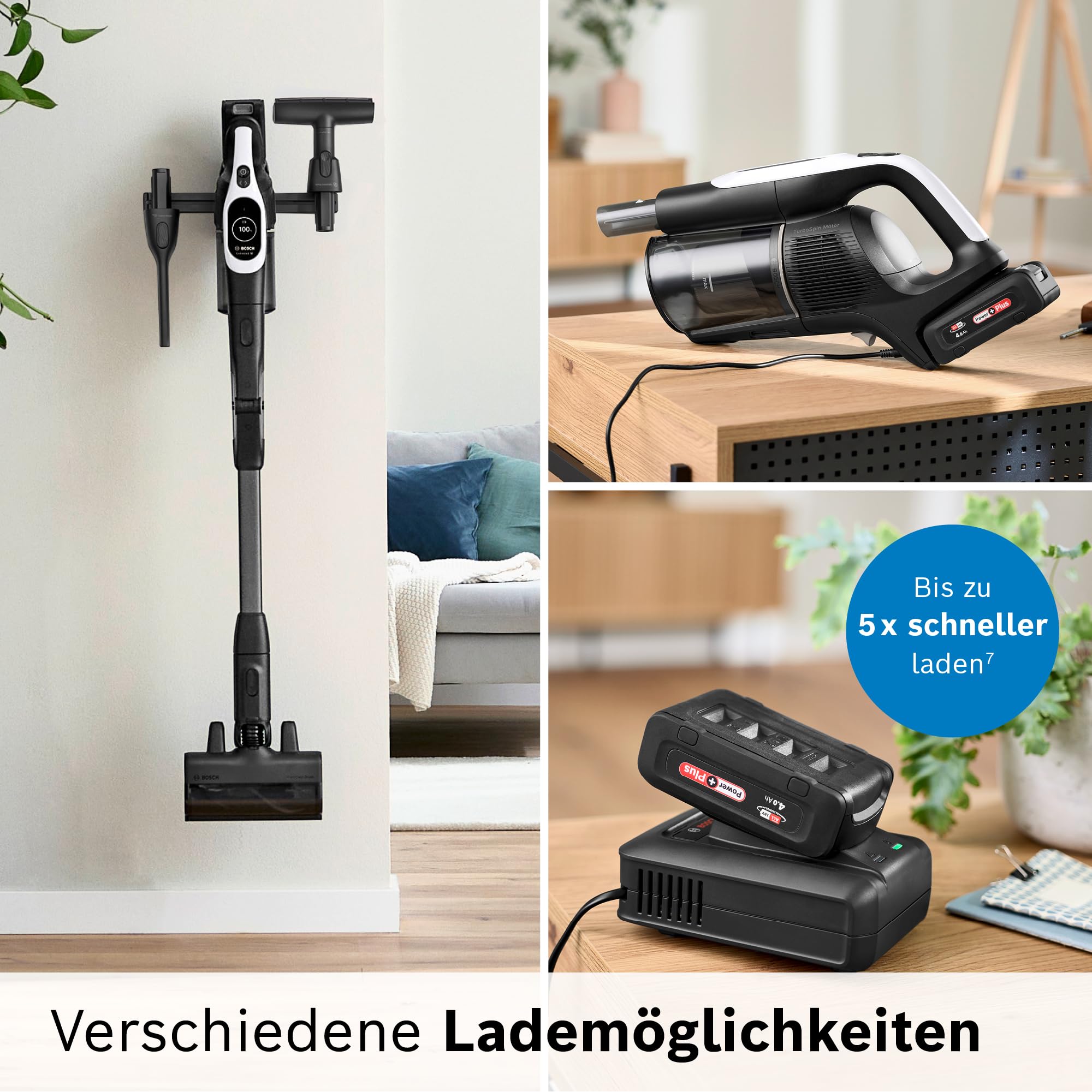 Bosch Akku-Staubsauger Unlimited 10 BTS1042WAC, kabellos, MicroClean Technology, TFT-Display, Staubkomprimierung, HEPA-Filtersystem, 10 J. Motorgarantie, 4 Ah Akku, LED-Licht, Schnellladegerät, weiß