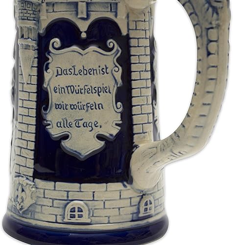 Miniatura 8 de Vaso de cerveza azul cobalto grabado festivo del castillo alemán coleccionable