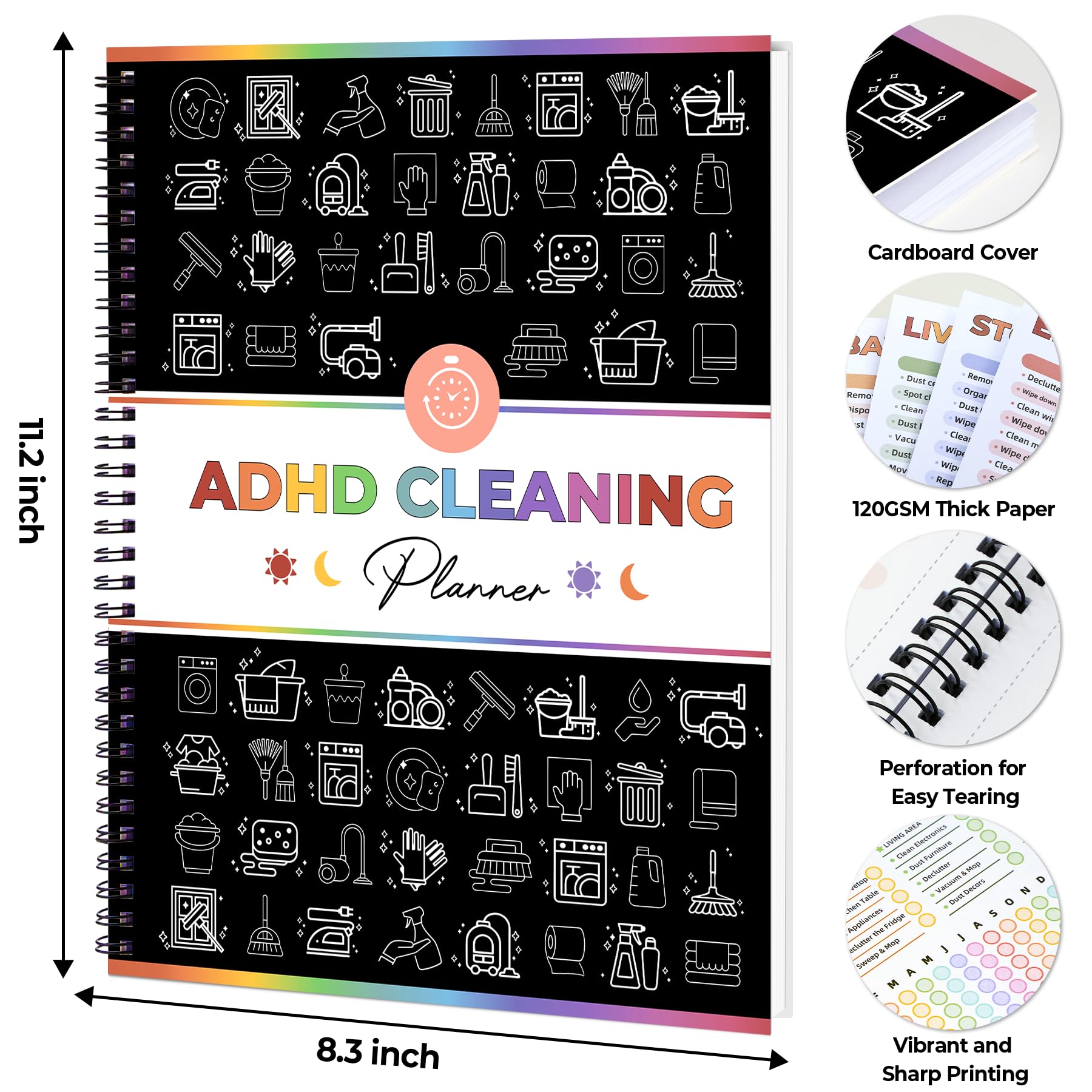 Adhd Planer do czyszczenia - wielokrotnego użytku do czyszczenia i organizowania Adhd suchościeralny planer - Tidy Minds 2026 planer sprzątania dla dorosłych i kobiet - planer