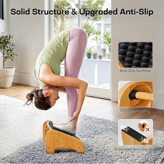 HUANUO Reposapiés de Bambú Ergonómico con 4 Alturas y Ángulo Ajustable miniatura 7