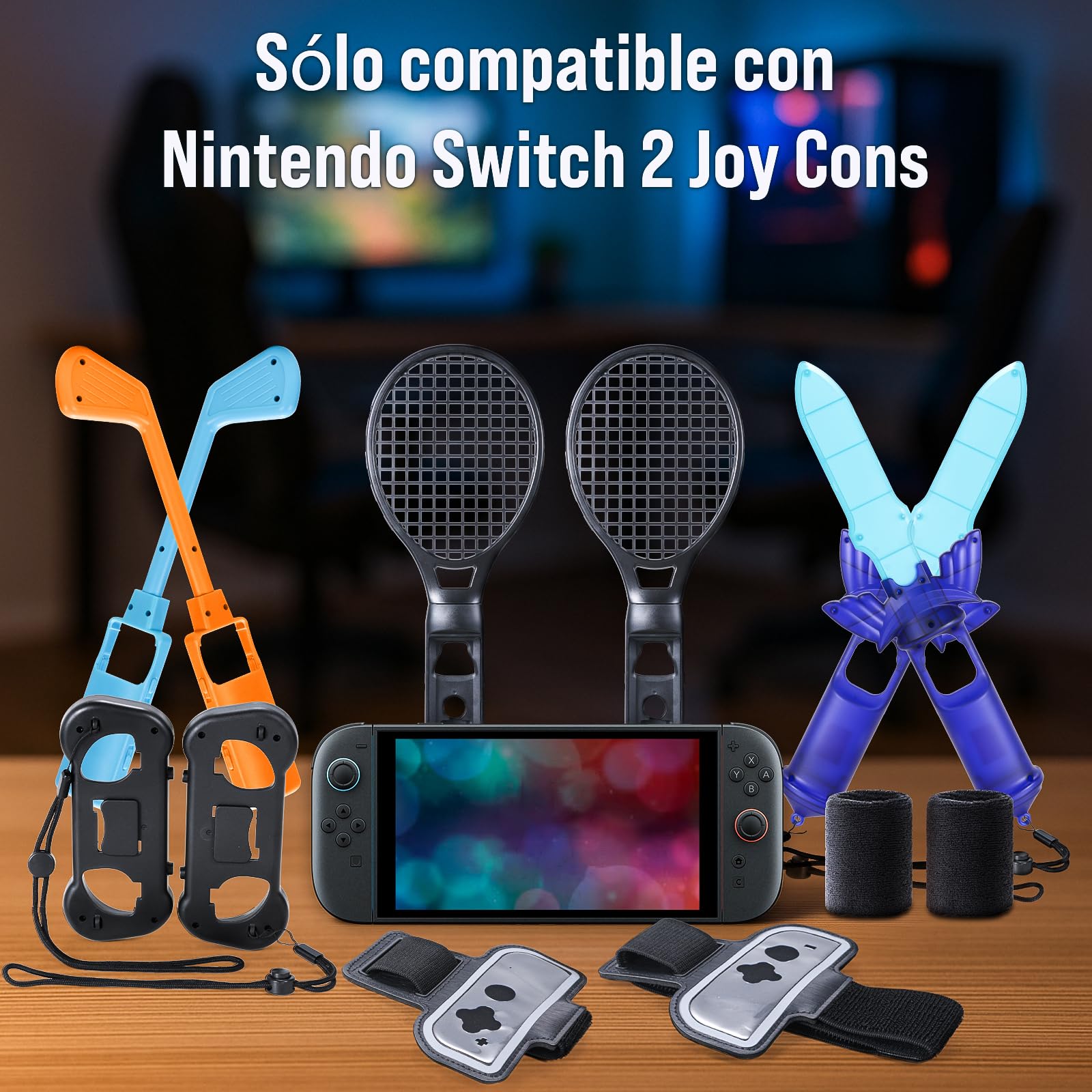 LONGYI Switch 2 Juego de Accesorios Deportivos para Switch 2 12 en 1 Paquete de Accesorios Deportivos para JoyCon, Fiesta Familiar Paquete de Accesorios de Juegos Deportivos