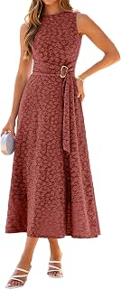 Simplee Women's 2026 Summer Floral Maxi Dress Sleeveless Elegant Tie Waist Casual Cocktail Party Wedding Guest Long Dresses