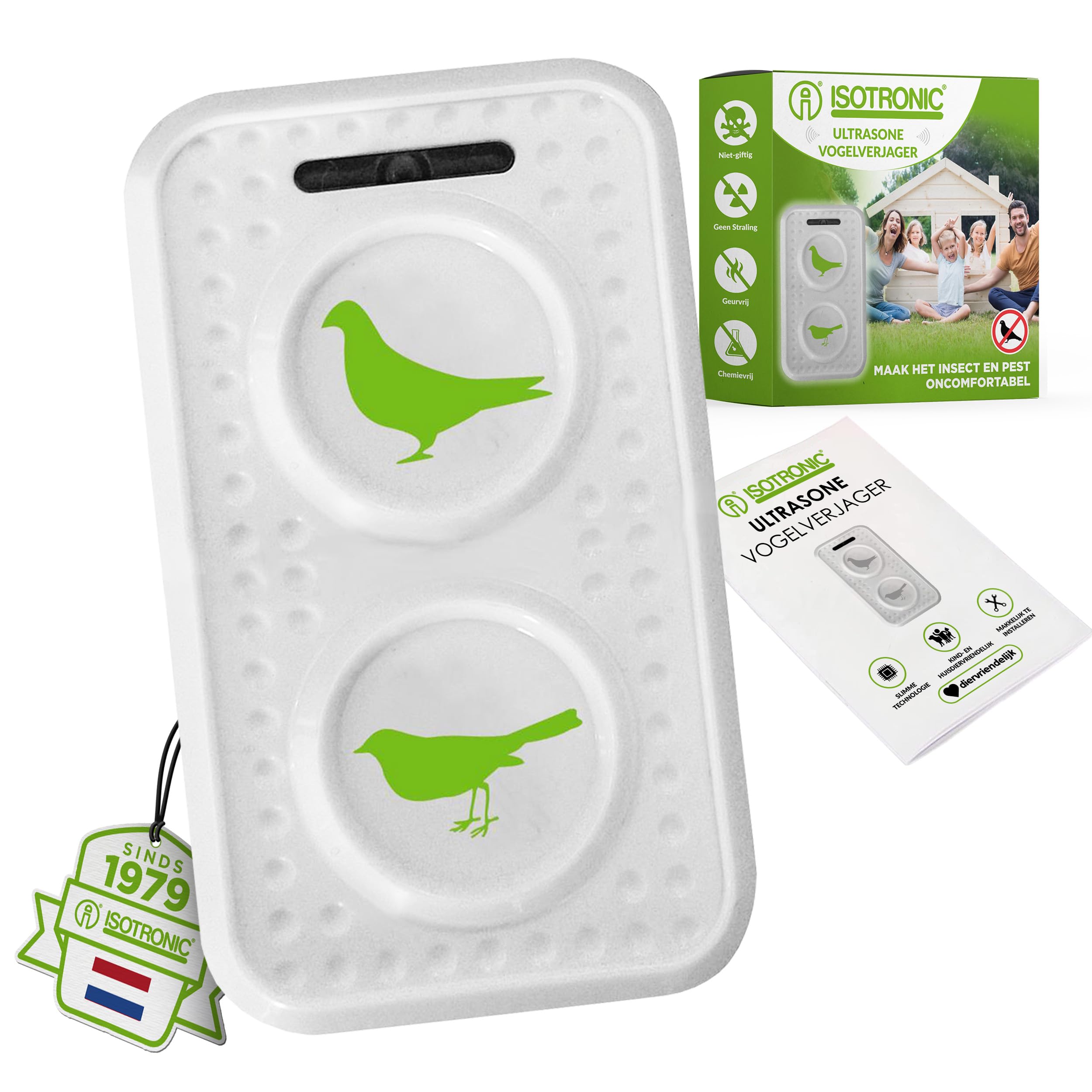 ISOTRONIC Lot De 2 Répulsifs Anti-Oiseaux à Piles - Ultrasons Et LED - Pour Pigeons, Corbeaux, Jardins ISOTRONIC Lot De 2 Répulsifs Anti-Oiseaux à Piles - Ultrasons Et LED - Pour Pigeons, Corbeaux, Jardins
